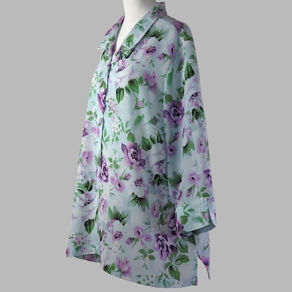 Maggie Sweet Women's Leaves & Flowers Button Down Blouse Size 3XL (C446) - Picture 4 of 6